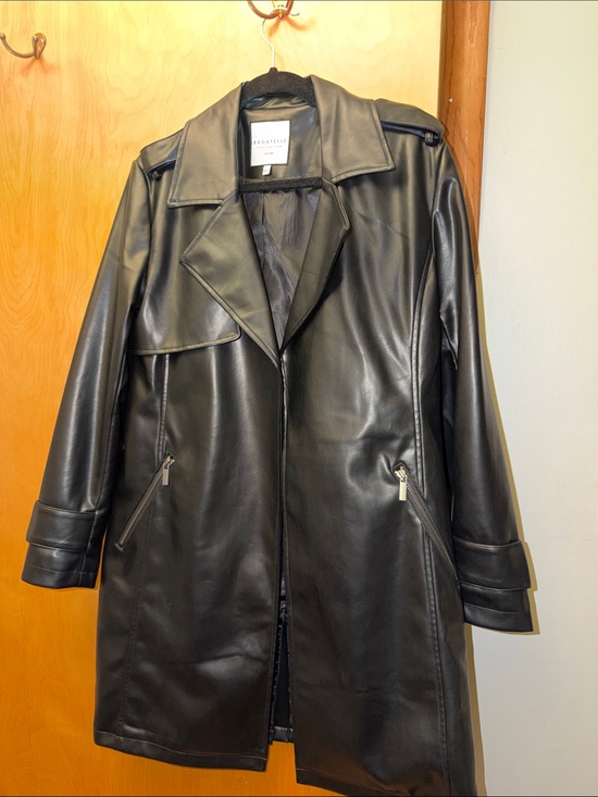 bagatelle Jackets & Blazers - bagatelle Black Faux Leather Trench Coat
